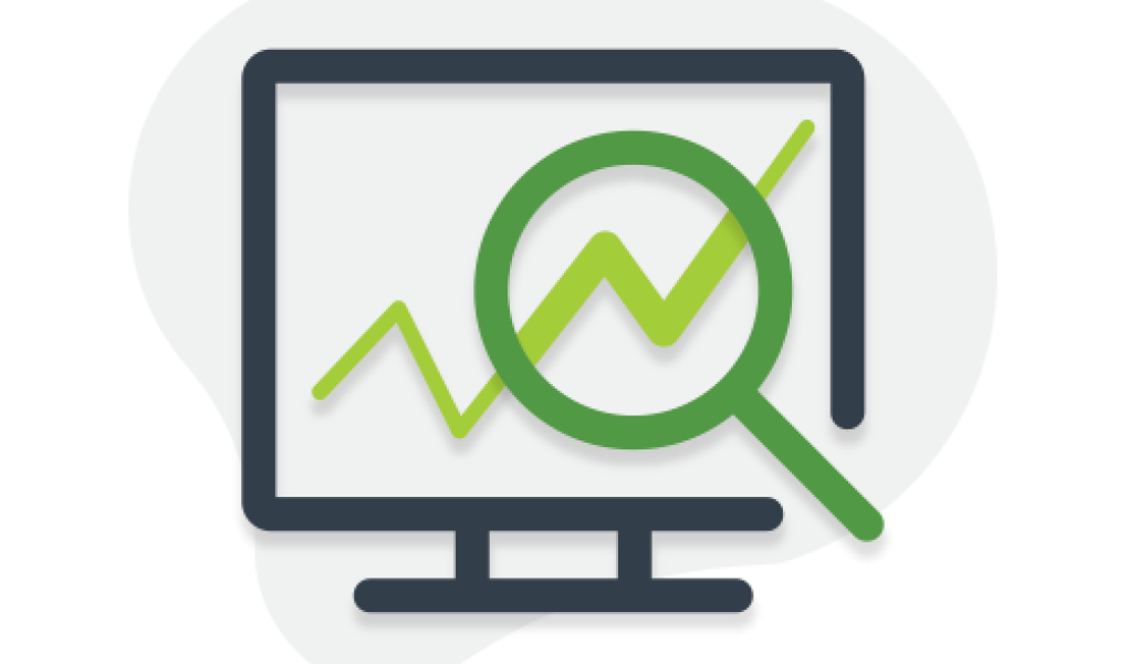 Blue computer monitor icon representing software dashboard access