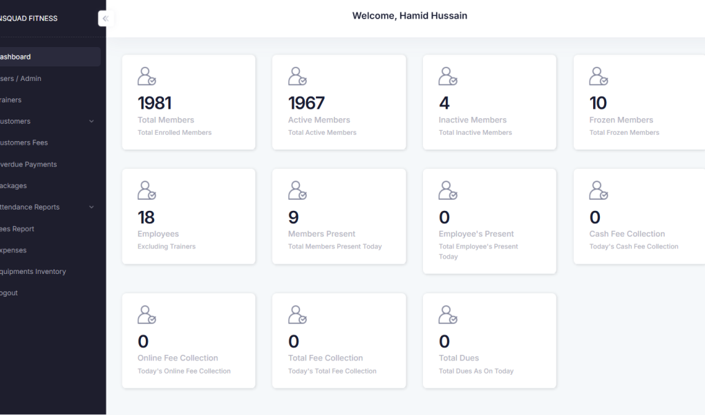 Fitness studio landing page showcasing workout space and service highlights